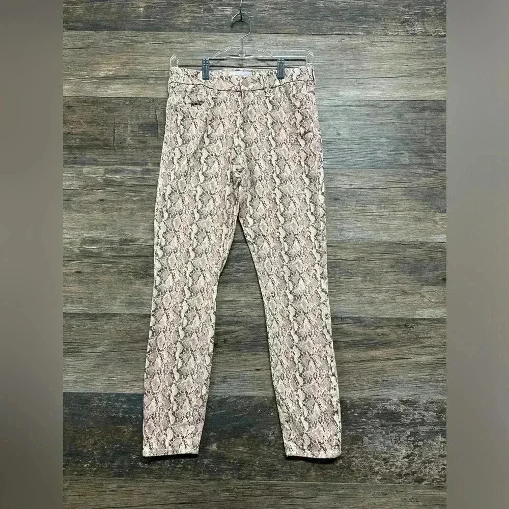 Dear John 'Gisele' Snake Print Skinny Jeans in Beige Taupe